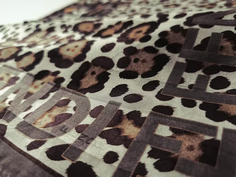 FENDI Vintage Scarf Tiger Print Cotton Silk 23 x 23 inches
