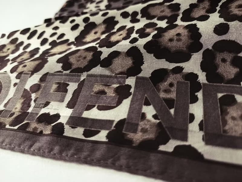 FENDI Vintage Scarf Tiger Print Cotton Silk 23 x 23 inches