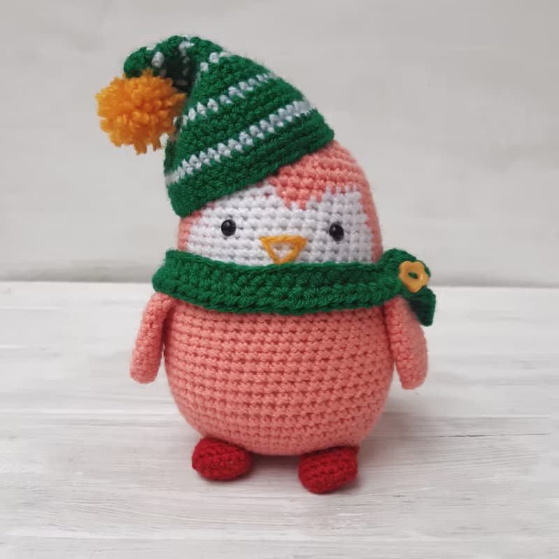 Hand Crochet Funny Christmas Penguin Stuffed Toys Animals Knit Gift Amigurumi