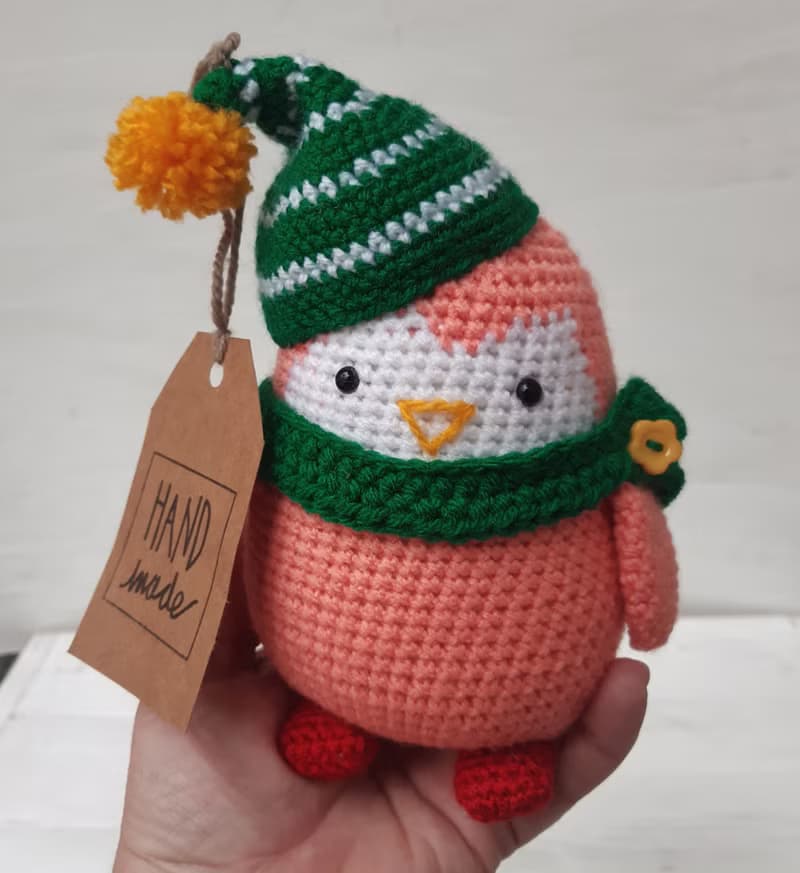 Hand Crochet Funny Christmas Penguin Stuffed Toys Animals Knit Gift Amigurumi