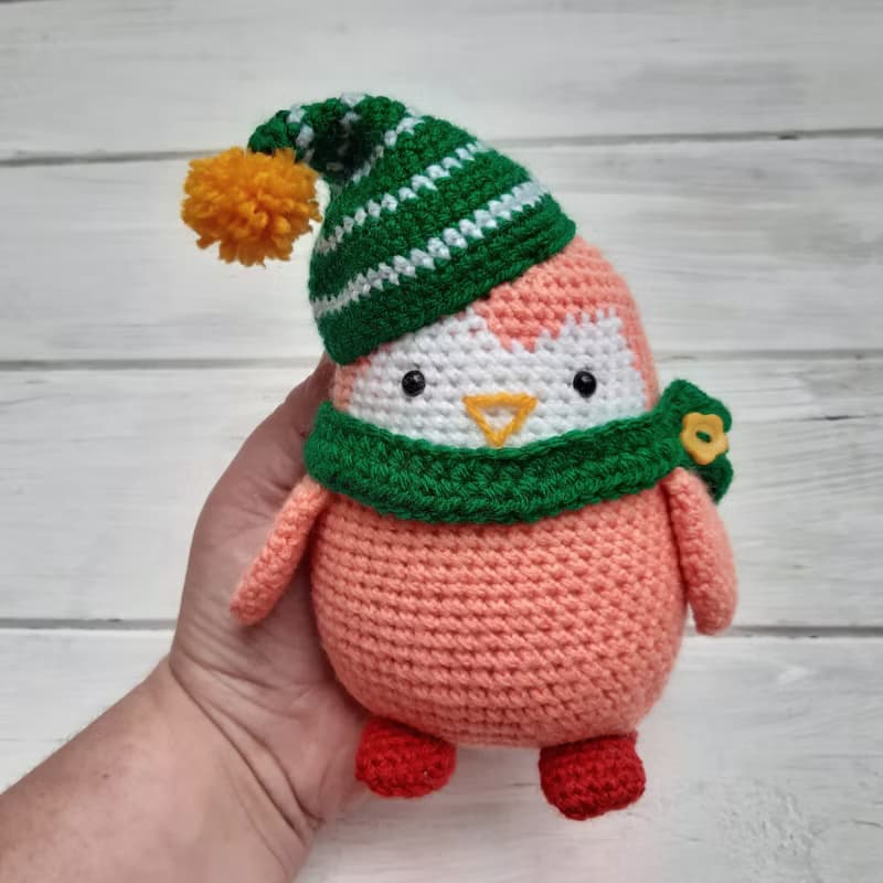 Hand Crochet Funny Christmas Penguin Stuffed Toys Animals Knit Gift Amigurumi