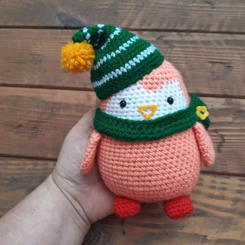 Hand Crochet Funny Christmas Penguin Stuffed Toys Animals Knit Gift Amigurumi