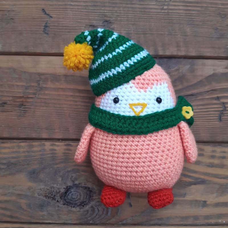 Hand Crochet Funny Christmas Penguin Stuffed Toys Animals Knit Gift Amigurumi