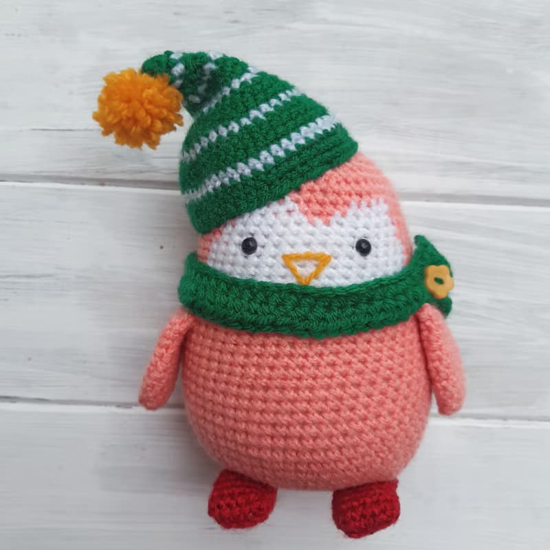 Hand Crochet Funny Christmas Penguin Stuffed Toys Animals Knit Gift Amigurumi