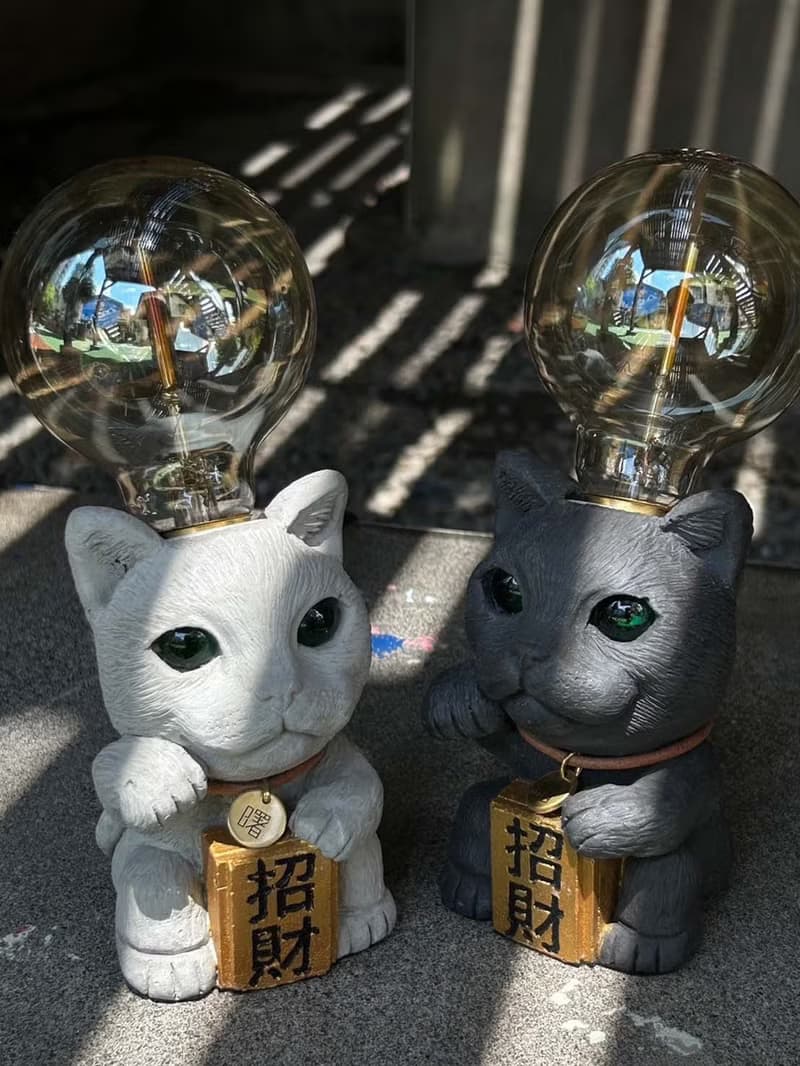 曙MUSE 項圈招財貓水泥桌燈