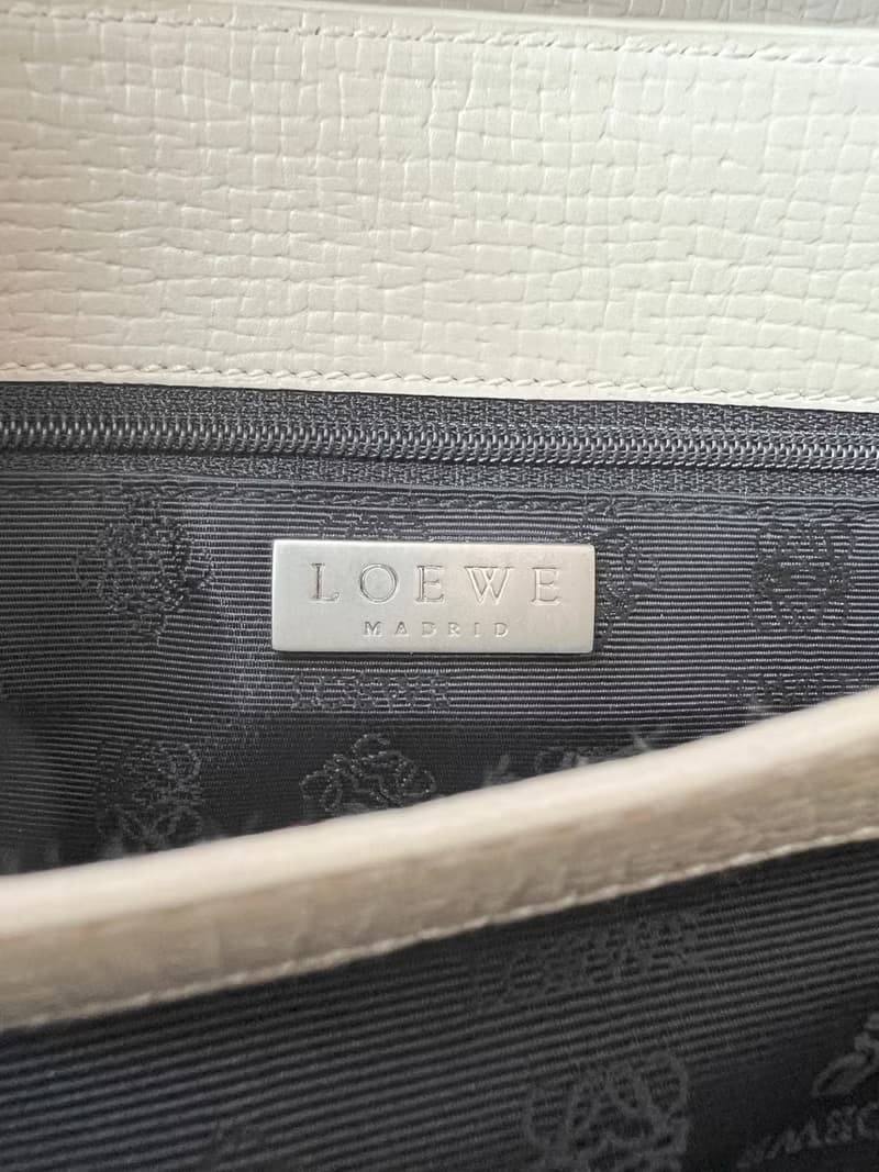 Loewe罕有絕版米白色皮革肩背帶手提手環斜背包 日本中古vintage