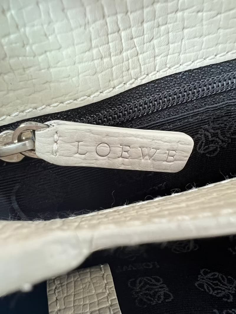 Loewe罕有絕版米白色皮革肩背帶手提手環斜背包 日本中古vintage