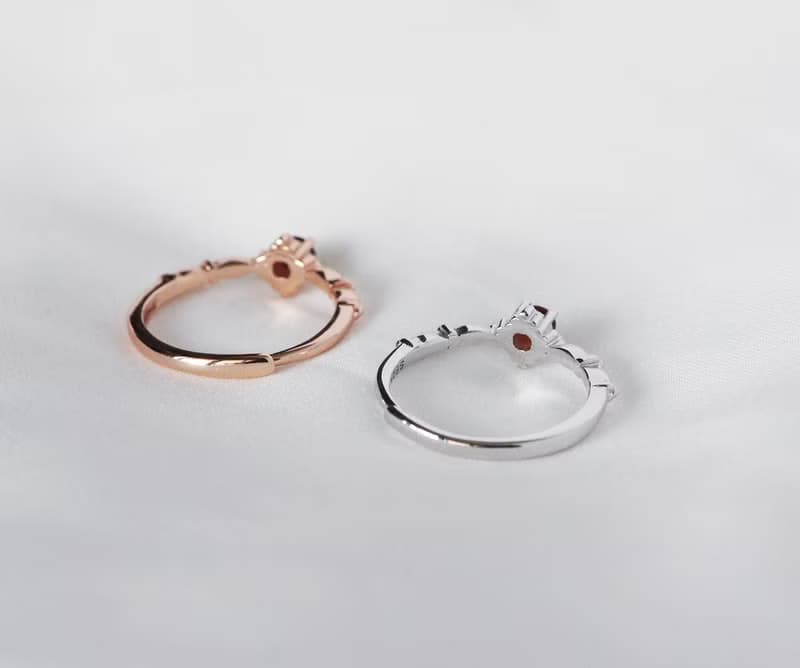 好美的-石榴石-紫水晶3mm純銀戒指-一月二月誕生石