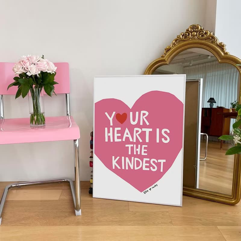 Art print/ Pink Heart / Illustration poster A3,A2