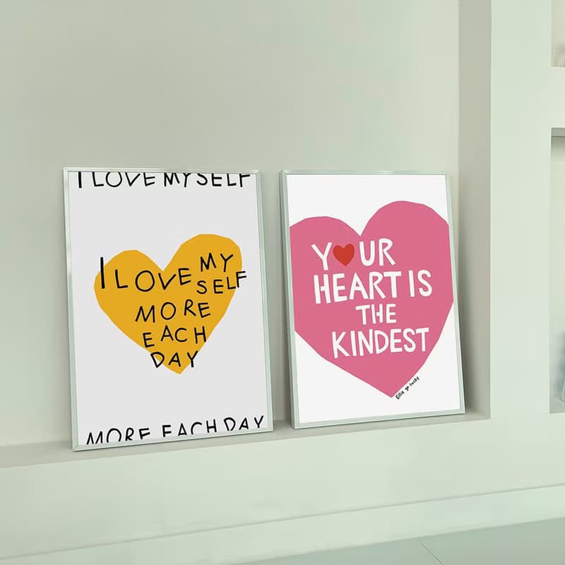 Art print/ Pink Heart / Illustration poster A3,A2