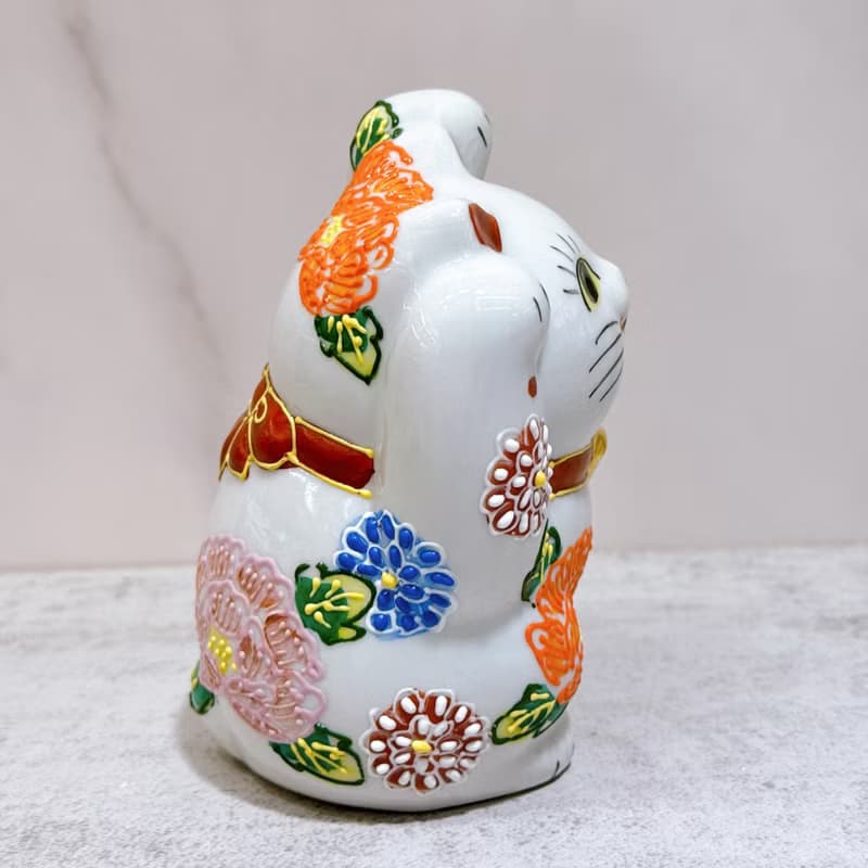 【水福綻華】日本九谷燒招財貓 | 花水