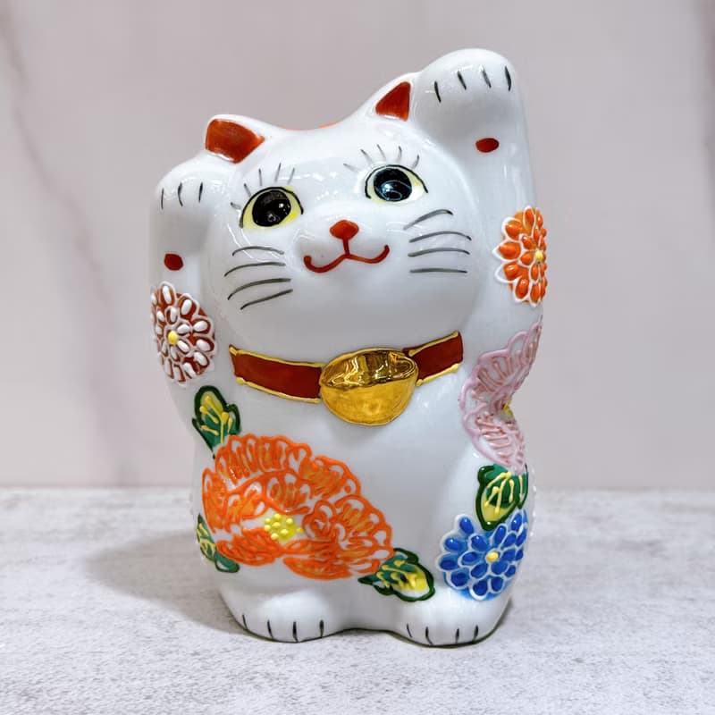 【水福綻華】日本九谷燒招財貓 | 花水
