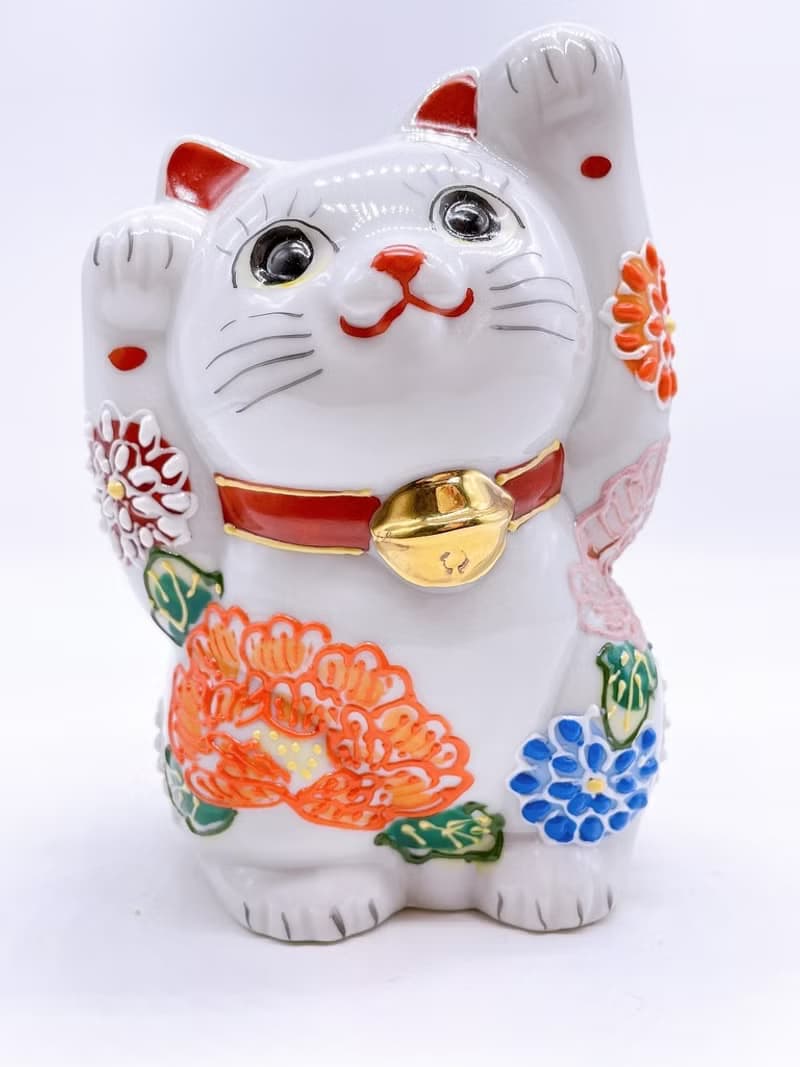 【水福綻華】日本九谷燒招財貓 | 花水