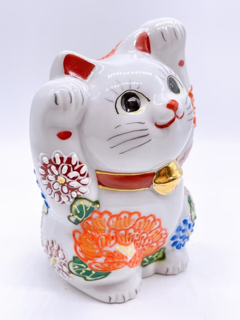 【水福綻華】日本九谷燒招財貓 | 花水