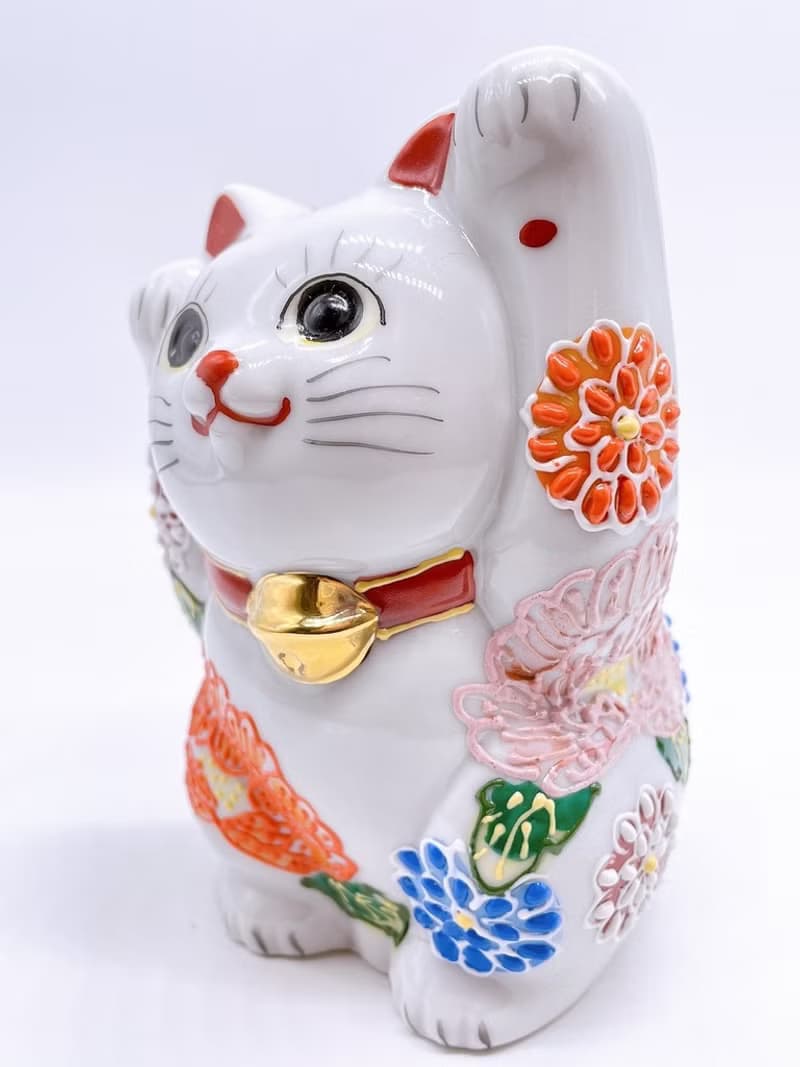【水福綻華】日本九谷燒招財貓 | 花水
