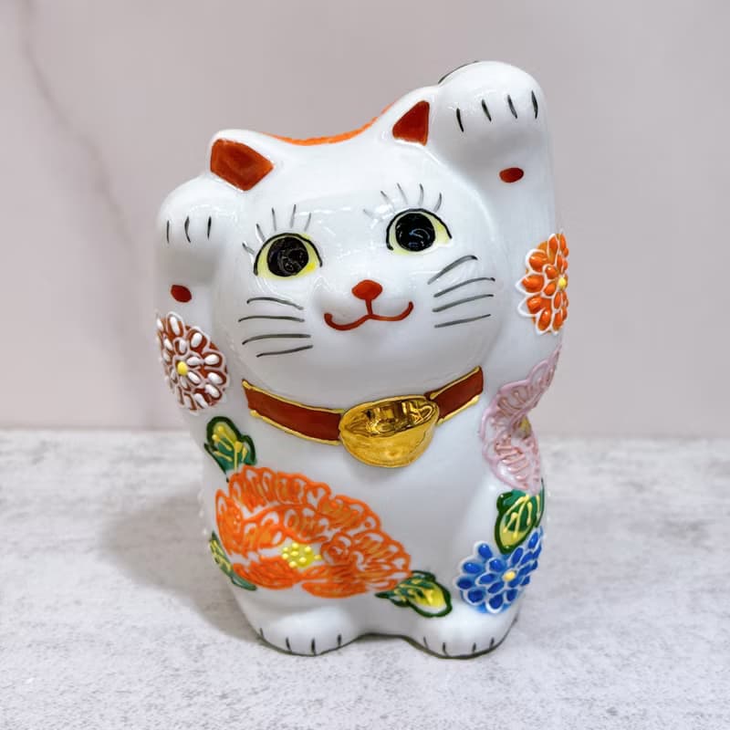 【水福綻華】日本九谷燒招財貓 | 花水