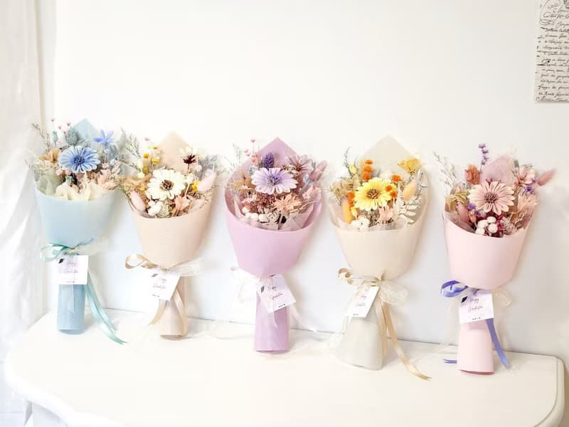 甜美青澀 擴香甜筒花束 S 永生花 乾燥花  畢業花 太陽花