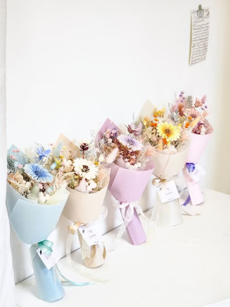甜美青澀 擴香甜筒花束 S 永生花 乾燥花  畢業花 太陽花