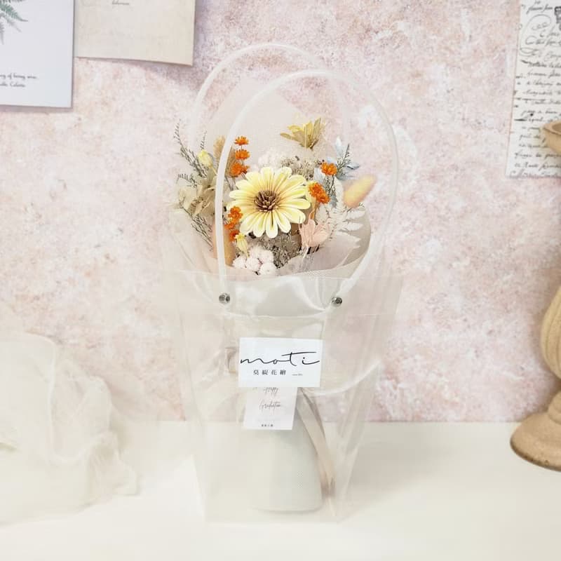 甜美青澀 擴香甜筒花束 S 永生花 乾燥花  畢業花 太陽花