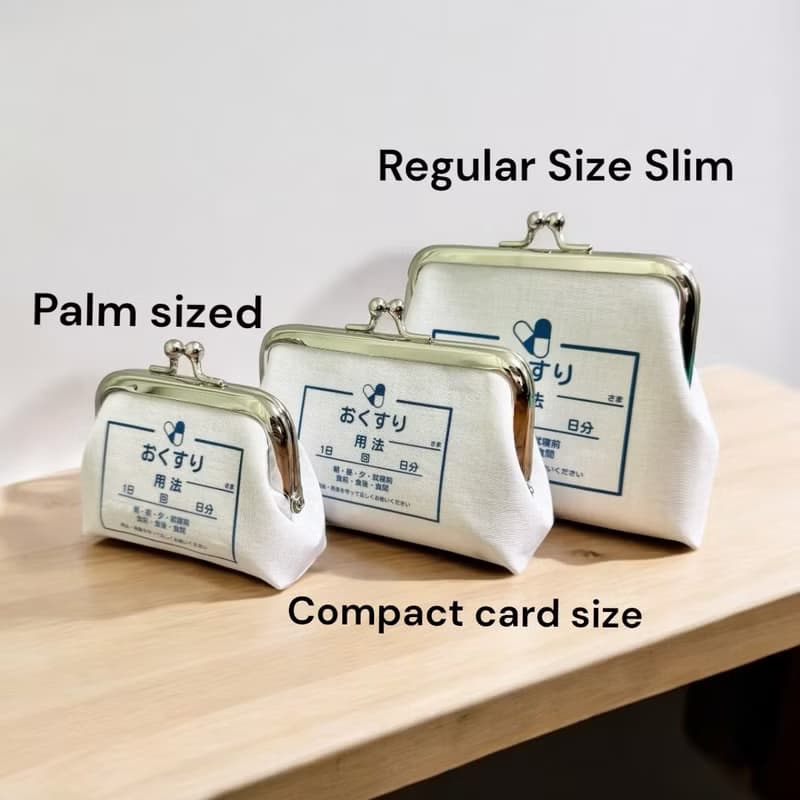 【受注製作】手のひらサイズ 薬袋 シンプル がま口 小銭入れ ピルケース