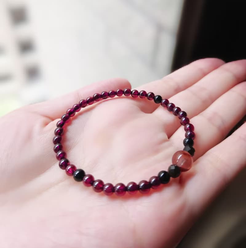 【嚴選】紅膠花 石榴石 黑瑪瑙  黑曜石 水晶手鍊/細鍊