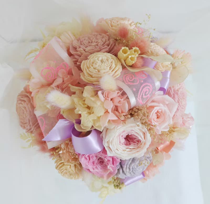 夢幻粉紫白捧花 結婚花束永生乾燥花畢業謝師禮物生日畢業禮物