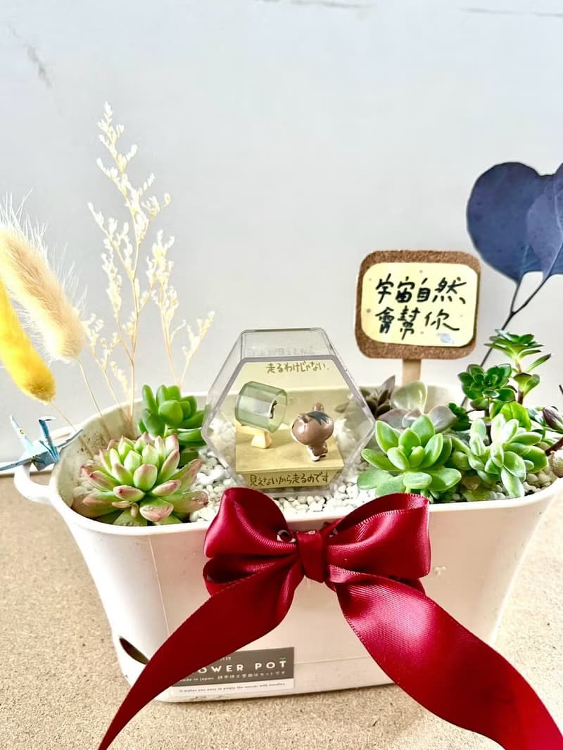 多肉組盆 多肉植物 日式枯山水 松鼠 鼠家長送禮 小鼠 植物盆栽