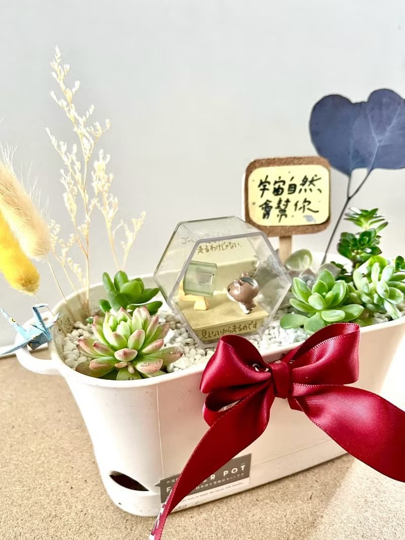 多肉組盆 多肉植物 日式枯山水 松鼠 鼠家長送禮 小鼠 植物盆栽