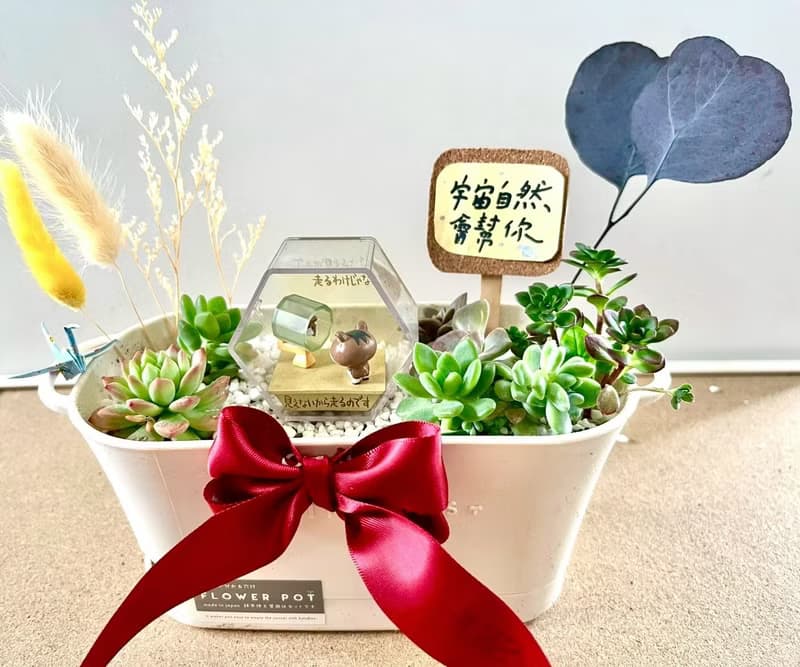 多肉組盆 多肉植物 日式枯山水 松鼠 鼠家長送禮 小鼠 植物盆栽