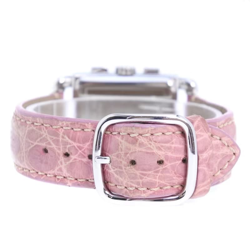 【日本直送】コーチ COACH クロノグラフ 腕時計 0253 SS × レザー シルバー クオーツ クロノグラフ ピンク文字盤 レディース【中古】