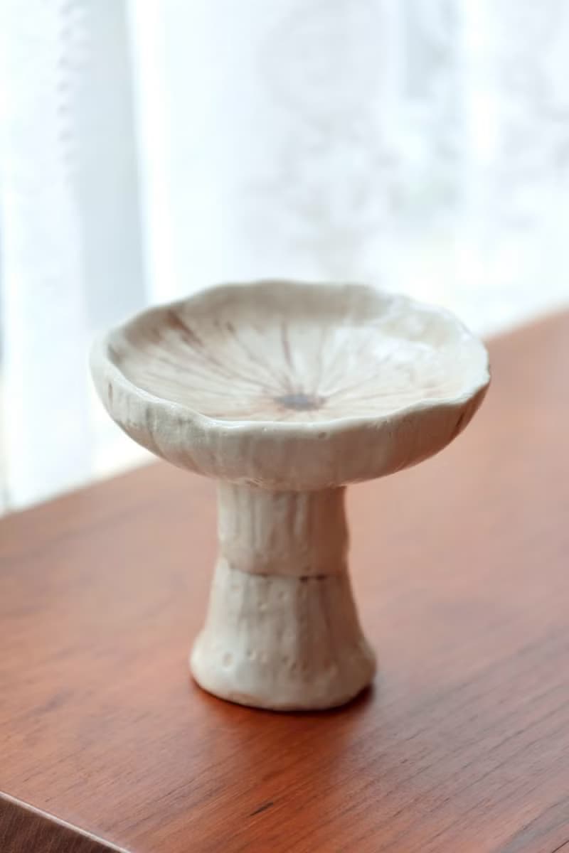 【喬遷禮物】白精靈蘑菇香座醬料盤擺飾盤侘寂風雕塑擺件收藝術