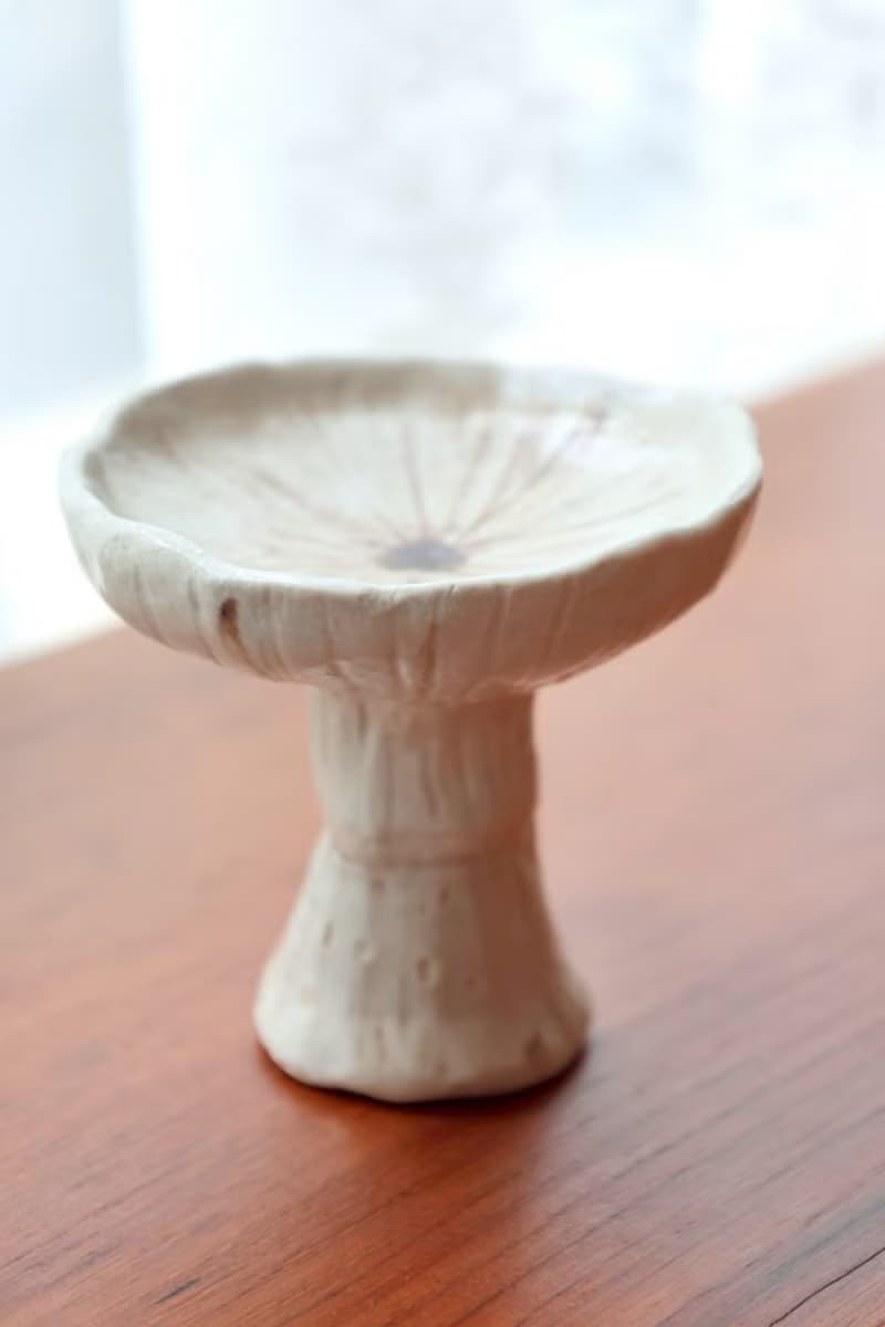 【喬遷禮物】白精靈蘑菇香座醬料盤擺飾盤侘寂風雕塑擺件收藝術