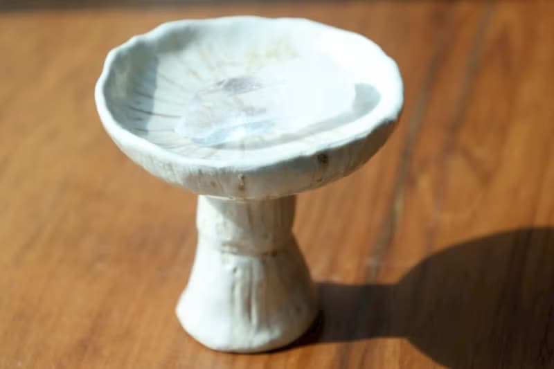 【喬遷禮物】白精靈蘑菇香座醬料盤擺飾盤侘寂風雕塑擺件收藝術