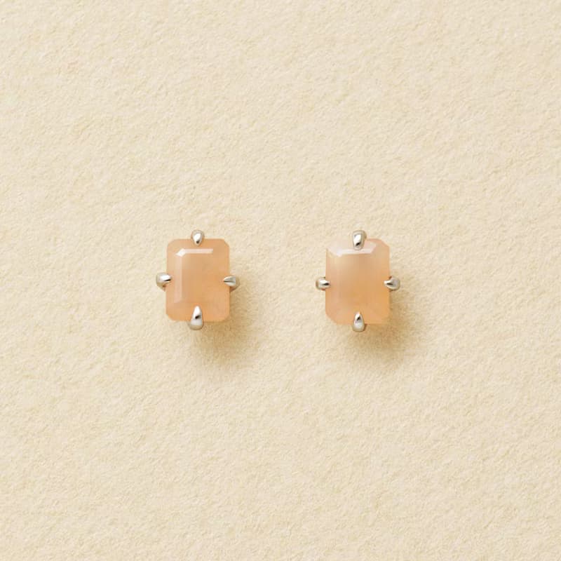 【Second Earrings】 鉑金橘月光石耳環