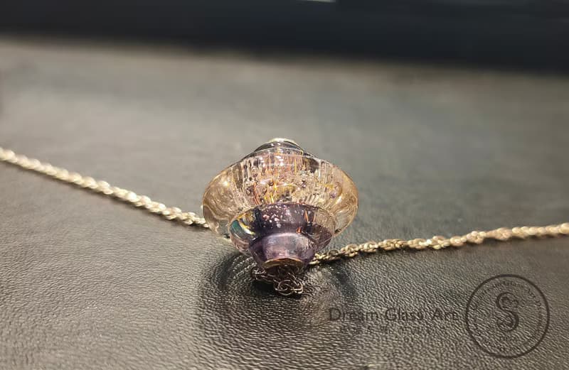 骨灰/毛髮琉璃珠-UFO-宇宙之航-單顆價格(含項鍊)*訂製骨灰珠項鍊