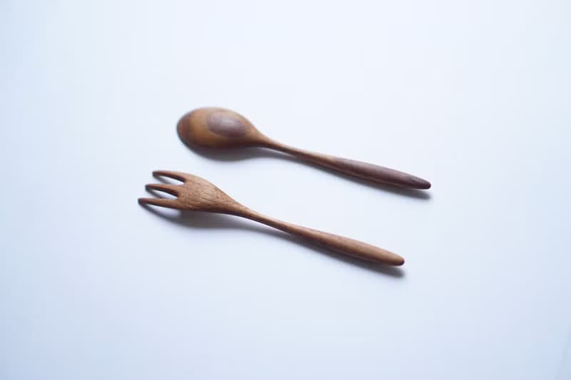 木のスプーン小&フォーク小セット, ウォルナット