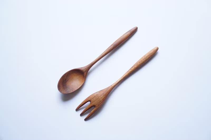木のスプーン小&フォーク小セット, ウォルナット