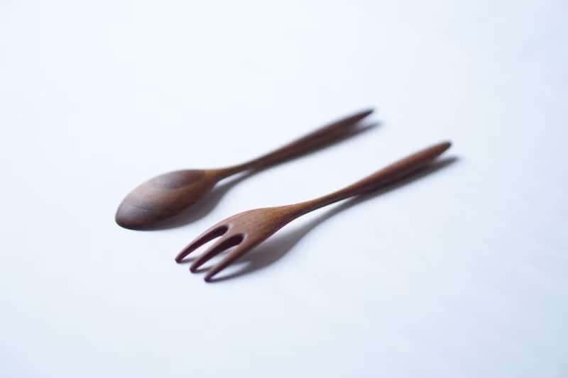 木のスプーン小&フォーク小セット, ウォルナット