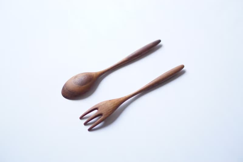木のスプーン小&フォーク小セット, ウォルナット
