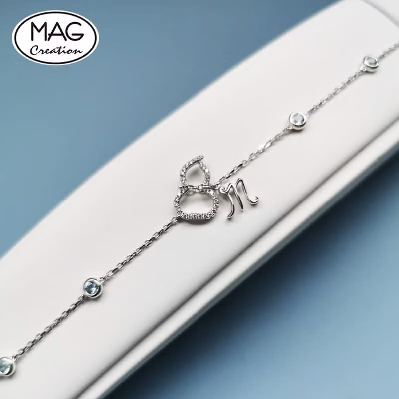 Blessing HULU | 18K 白金 天然海藍寶 天然鑽石 手鍊