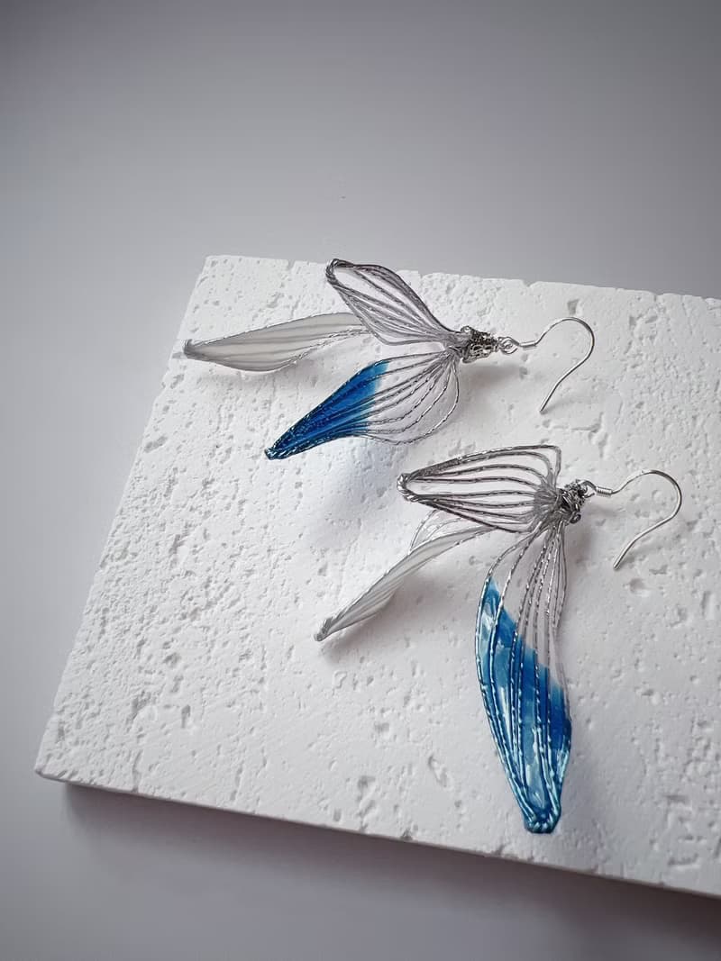 人魚舞會 藍 魚尾垂墜式樹脂耳環
