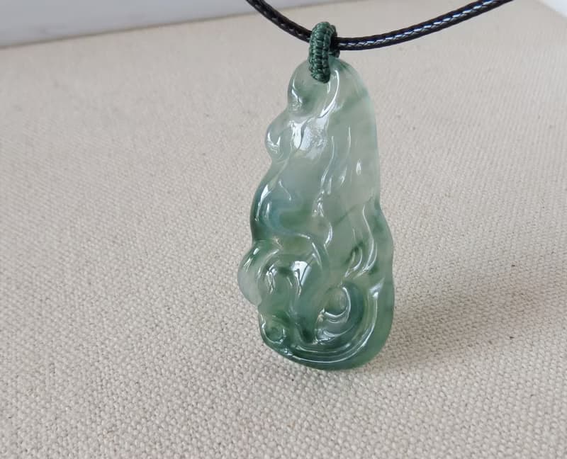 純銀【九尾靈狐】翡翠韓國蠟線項鍊*招財、辟邪、開運、招桃花