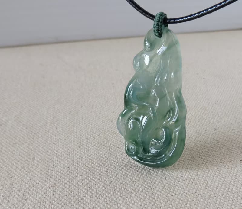 純銀【九尾靈狐】翡翠韓國蠟線項鍊*招財、辟邪、開運、招桃花