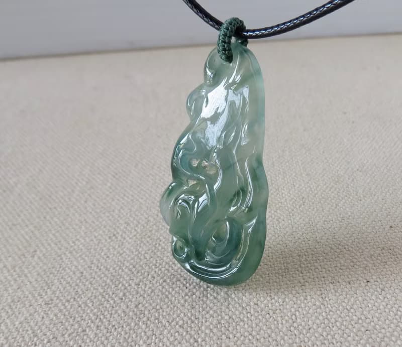 純銀【九尾靈狐】翡翠韓國蠟線項鍊*招財、辟邪、開運、招桃花