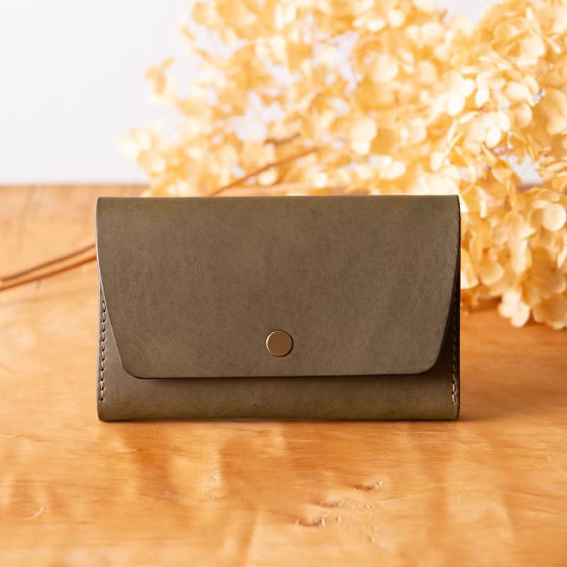 シンプルなマチつきカードケース 名刺入れ　Patan-card マチつき #ElephantGray【入学祝】【就職祝】【カスタム可能なギフト】