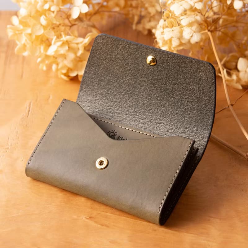 シンプルなマチつきカードケース 名刺入れ　Patan-card マチつき #ElephantGray【入学祝】【就職祝】【カスタム可能なギフト】