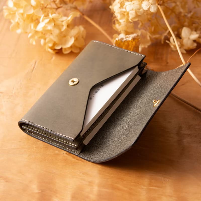 シンプルなマチつきカードケース 名刺入れ　Patan-card マチつき #ElephantGray【入学祝】【就職祝】【カスタム可能なギフト】