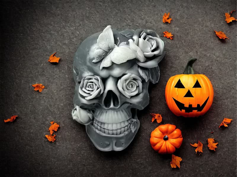 萬聖節 藝術玫瑰骷顱顏系列二 精油香氛 手工皂 Halloween 專屬皂