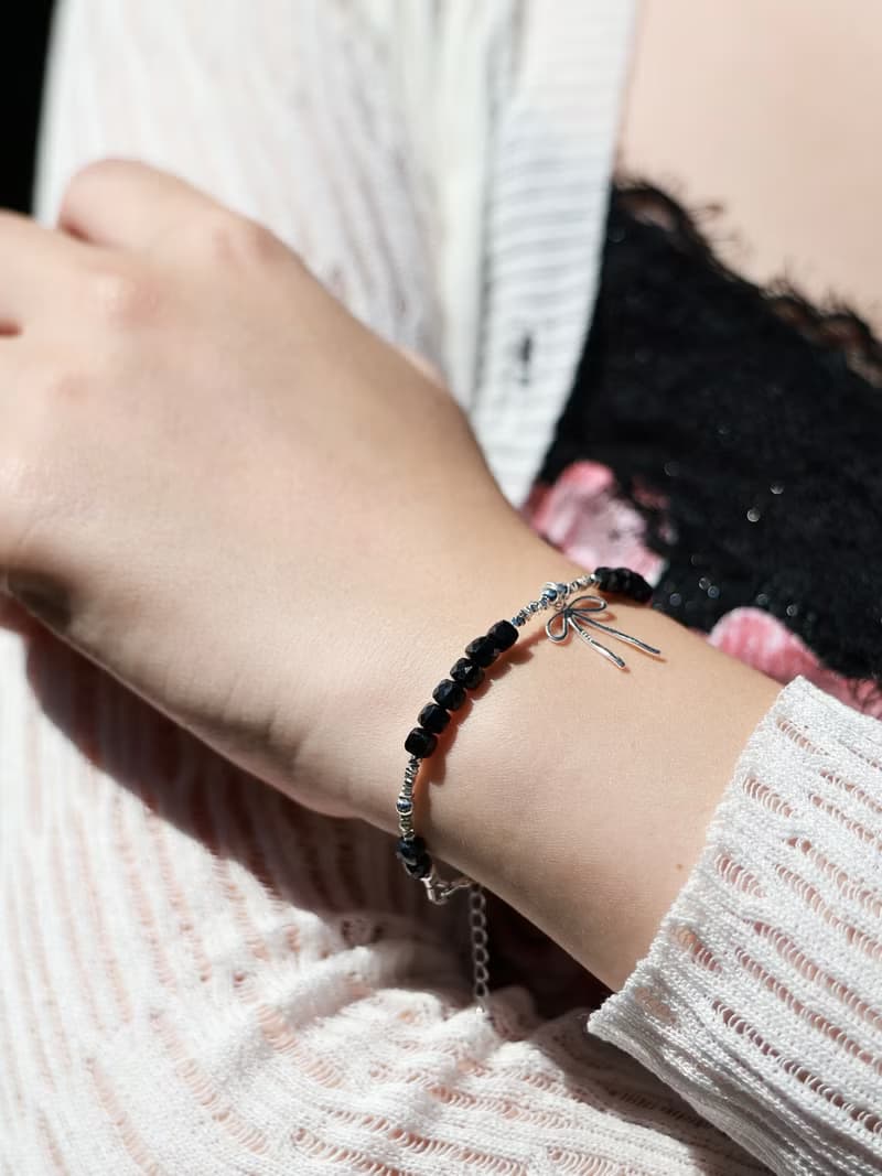 黛影。尖晶石方糖切工 Spinel S925純銀 時髦水晶手鍊