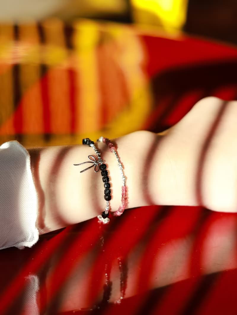 黛影。尖晶石方糖切工 Spinel S925純銀 時髦水晶手鍊